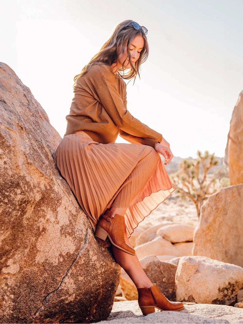 BareTraps Cognac Brown Leather Ankle Booties with Side Buckle